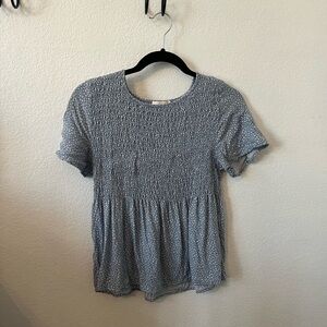 URBAN Romantics Light Blue Smocked Blouse